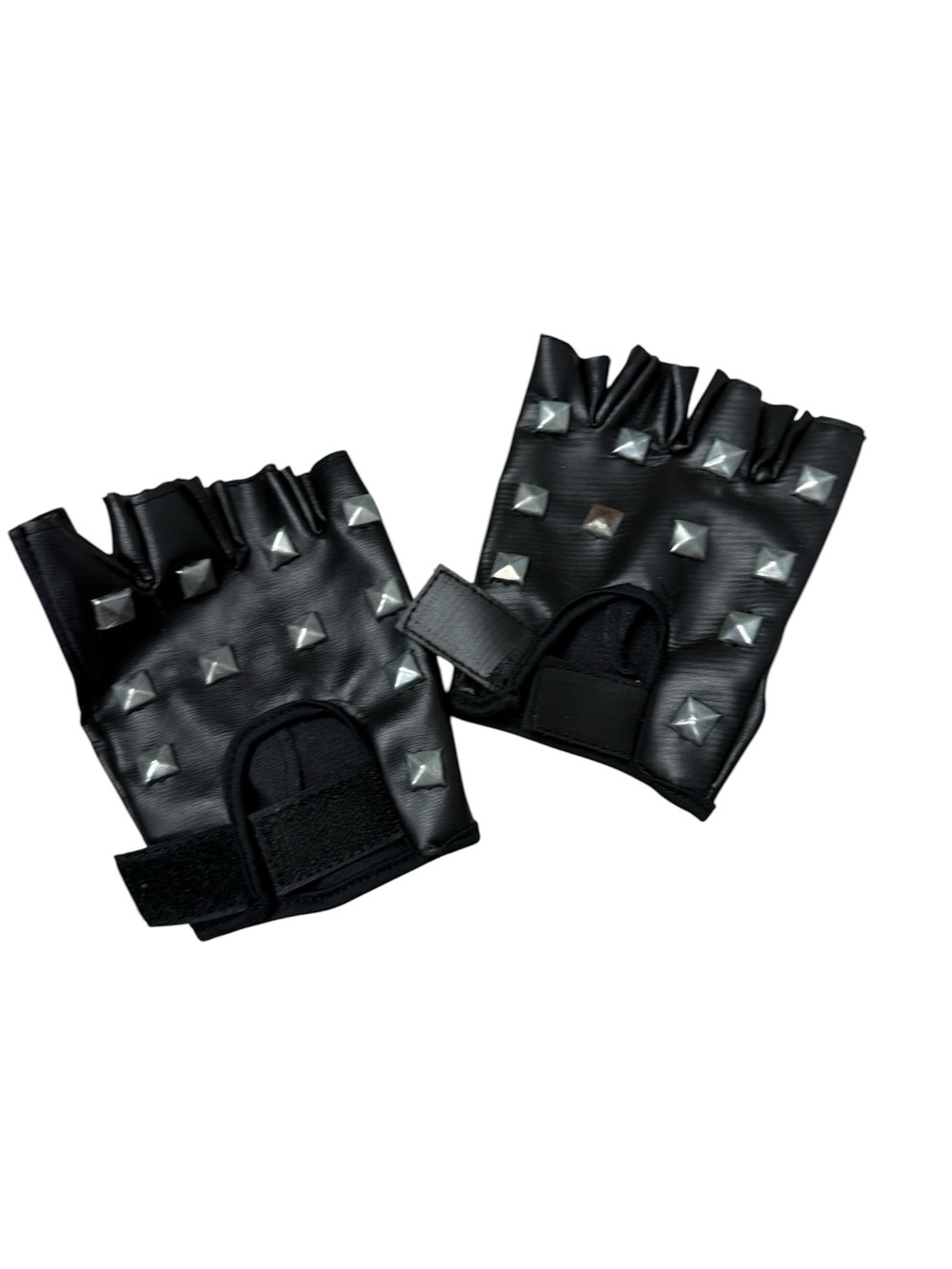 Studded Black Fingerless Gloves Rock and Roll costume